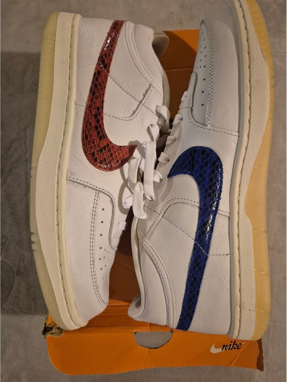 Nike Sky Force 3 4 White Sneakers with Blue and Red Swooshes